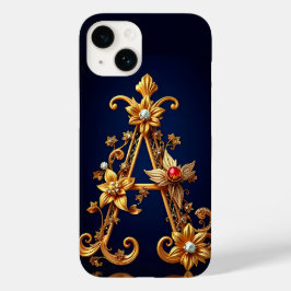 Elegante gouden letter A met  bloemdecoratie Case-Mate iPhone 14 Hoesje