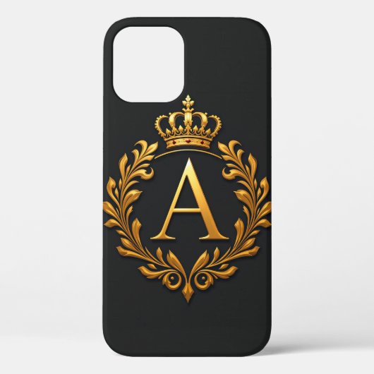 Elegante gouden letter A met bloemdecoraties Case-Mate iPhone Case (Achterkant)