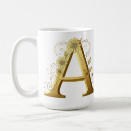 Elegante gouden letter A met bloemontwerp Koffiemok