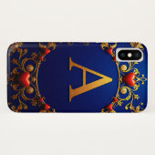 Elegante gouden letter A omringd door harten Case-Mate iPhone Case (Achterkant (horizontaal))