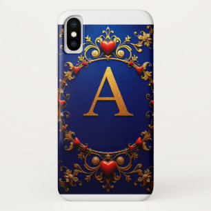 Elegante gouden letter A omringd door harten Case-Mate iPhone Case