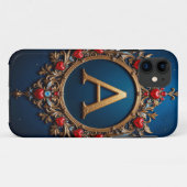 Elegante gouden letter A omringd door harten Case-Mate iPhone Case (Achterkant (horizontaal))