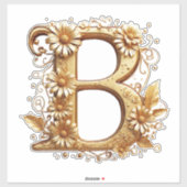 Elegante gouden letter B met bloemontwerp Sticker (Vel)