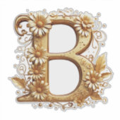 Elegante gouden letter B met bloemontwerp Sticker (Voorkant)