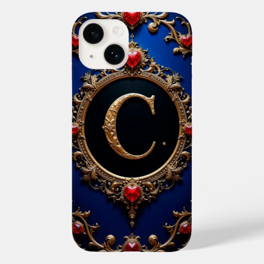 Elegante gouden letter C omgeven door harten Case-Mate iPhone Case (Achterkant)