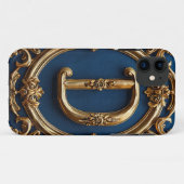 Elegante gouden letter D op  blauwe achtergrond Case-Mate iPhone Case (Achterkant (horizontaal))