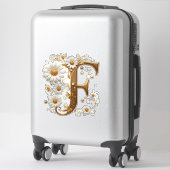 Elegante gouden letter F met bloemversiering Sticker (Koffer)