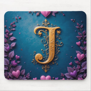 Elegante Gouden Letter J Geïnspireerd door Liefde  Muismat