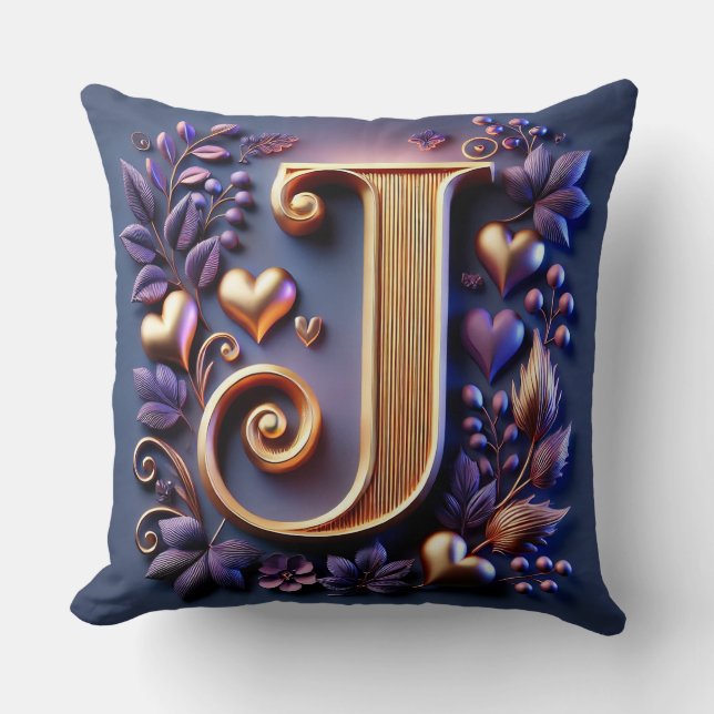Elegante gouden letter J Kussen (Voorkant)