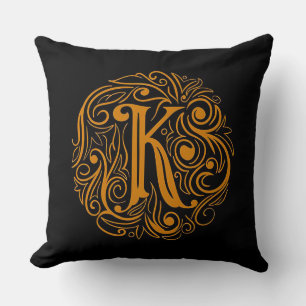 Elegante Gouden Letter K Kussen