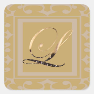 Elegante Gouden Letter L Verfijnde Monogram Vierkante Sticker