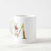 Elegante gouden letter M blush bordeauxroze monogr Koffiemok (Voorkant links)