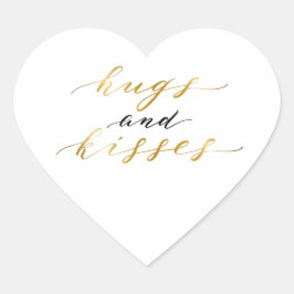 Elegante gouden letters knuffels en kussen hart sticker