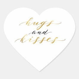 Elegante gouden lettertekst knuffels en kussen hart sticker