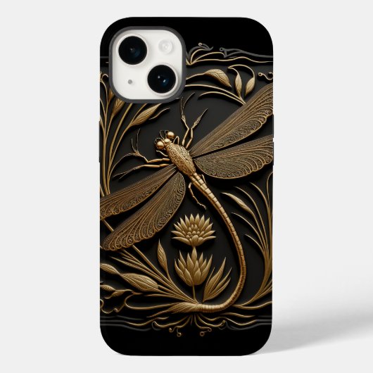 Elegante Gouden Libel in Bronzen Filigraan Case-Mate iPhone Case (Achterkant)