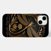 Elegante Gouden Libel in Bronzen Filigraan Case-Mate iPhone Case (Achterkant (horizontaal))
