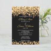 Elegante gouden lichten bruiloft kaart (Staand voorkant)