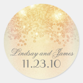 Elegante  gouden lichten bruiloft ronde sticker