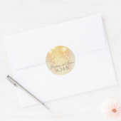 Elegante gouden lichten bruiloft ronde sticker (Envelop)