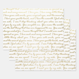 Elegante Gouden Liefde Moderne Script Typografie T Inpakpapier Vel