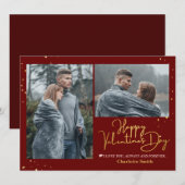 Elegante gouden liefde valentijnsdag koppel foto feestdagenkaart (Voorkant / Achterkant)