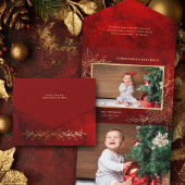 Elegante gouden lijn getrokken kerst botanische fo all in one uitnodiging