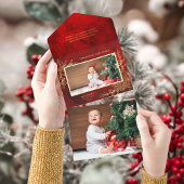 Elegante gouden lijn getrokken kerst botanische fo all in one uitnodiging