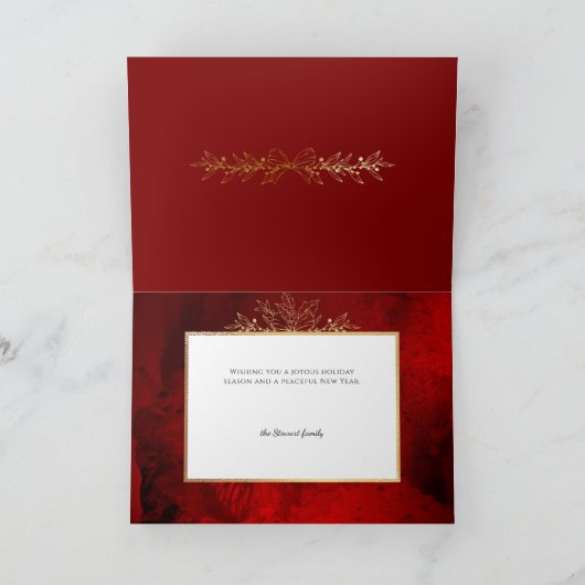 Elegante gouden lijn getrokken kerst botanische fo feestdagen kaart (Binnen)