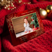 Elegante gouden lijn getrokken kerst botanische fo feestdagen kaart