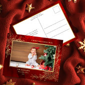 Elegante gouden lijn getrokken kerst botanische fo feestdagenkaart