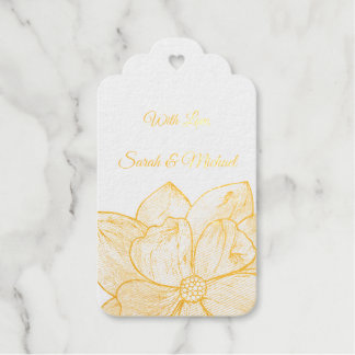 Elegante Gouden Lijn Kunst Bloemige Bruiloft Cadeaulabels