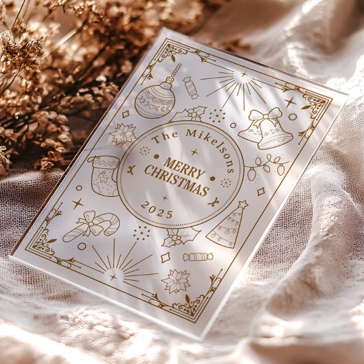 Elegante gouden lijn kunst kerst acryl uitnodigingen