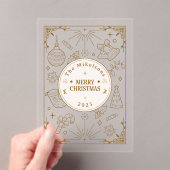 Elegante gouden lijn kunst kerst acryl uitnodigingen (Insitu (Draagbaar))