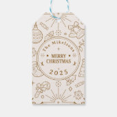 Elegante gouden lijn kunst kerst cadeaulabel (Achterkant)