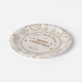 Elegante gouden lijn kunst kerst papieren bordje (Gekanteld)