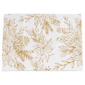 Elegante gouden lijn kunst Kerstmis Bloemen Groot Cadeauzakje (Voorkant)