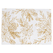 Elegante gouden lijn kunst Kerstmis Bloemen Groot Cadeauzakje (Achterkant)