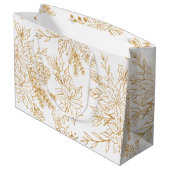 Elegante gouden lijn kunst Kerstmis Bloemen Groot Cadeauzakje (Achterkant Gekanteld)