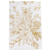 Elegante gouden lijn kunst Kerstmis Bloemen Medium Cadeauzakje (Voorkant)