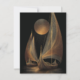 Elegante gouden lijn kunstillustratie van langsche briefkaart