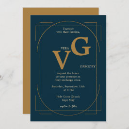 Elegante gouden lijnen moderne luxe bruiloft kaart