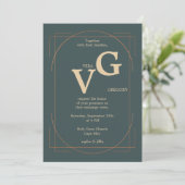 Elegante gouden lijnen moderne luxe bruiloft kaart (Staand voorkant)