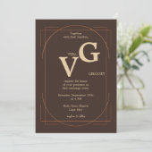 Elegante gouden lijnen moderne luxe bruiloft kaart (Staand voorkant)