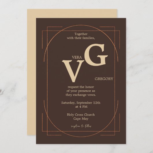 Elegante gouden lijnen moderne luxe bruiloft kaart (Voorkant / Achterkant)