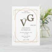 Elegante gouden lijnen moderne luxe bruiloft kaart (Staand voorkant)