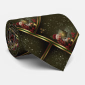 Elegante gouden lijnen sneeuwmanboom stropdas (Opgerold)