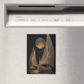 Elegante gouden lijnkunstillustratie van langschep magneet (Insitu (Vaatwasser))
