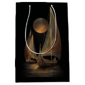 Elegante gouden lijnkunstillustratie van langschep medium cadeauzakje (Voorkant)