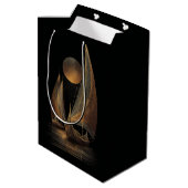 Elegante gouden lijnkunstillustratie van langschep medium cadeauzakje (Achterkant Gekanteld)