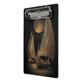 Elegante gouden lijnkunstillustratie van langschep mini klembord (Angled2)